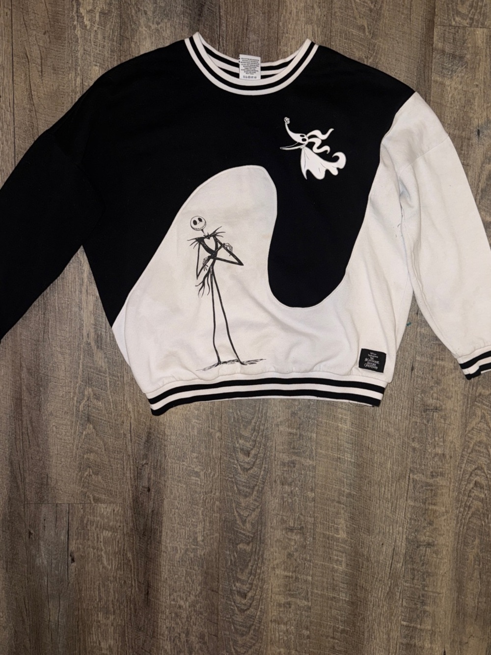 Disney Black & White Crewneck Sweater with Jack Skellington Graphic